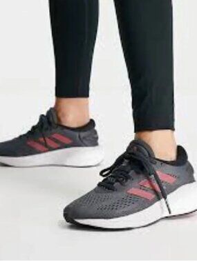 Adidas Women's Supernova 2 Athletic Running Shoes NWT Size 7.5 Grey & Red